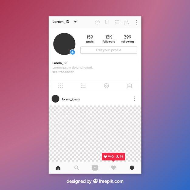 Plantilla de publicación de instagram con notificaciones