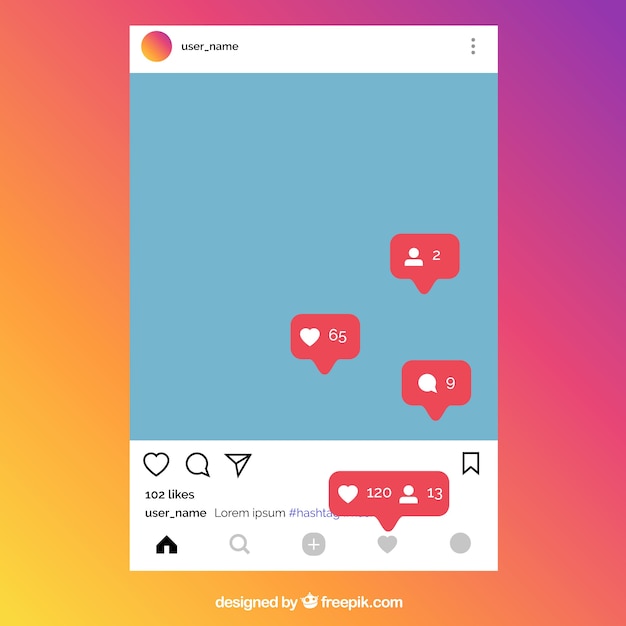 Vector gratuito plantilla de publicación de instagram con notificaciones