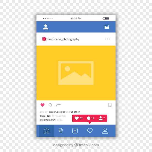 Plantilla de publicación de instagram con notificaciones