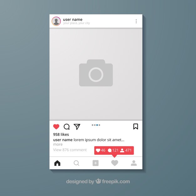 Plantilla de publicación de instagram con notificaciones