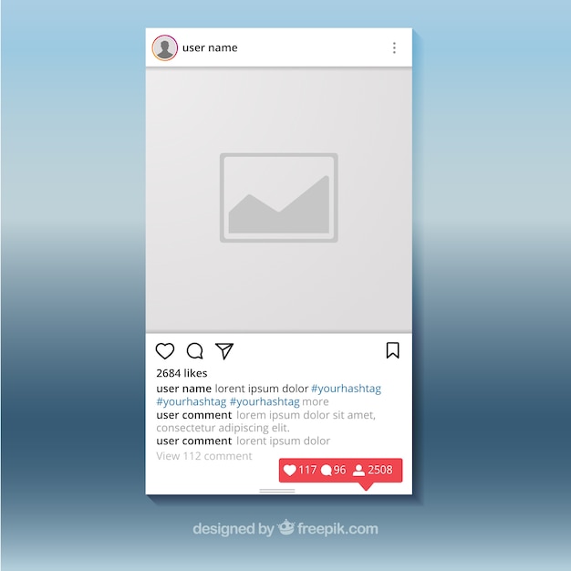 Vector gratuito plantilla de publicación de instagram con notificaciones