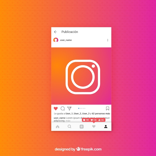 Vector gratuito plantilla de publicación de instagram con notificaciones