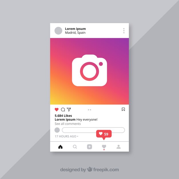 Plantilla de publicación de instagram con notificaciones