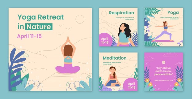 Plantilla de publicación de instagram de retiro de diseño plano
