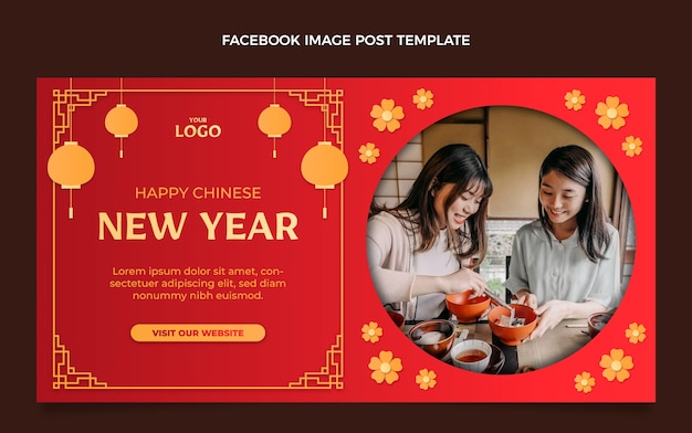 Vector gratuito plantilla de publicación de redes sociales de año nuevo chino de estilo de papel