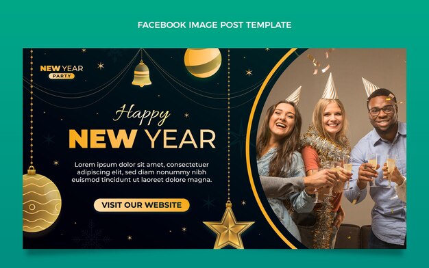 Plantilla de publicación de redes sociales de año nuevo degradado