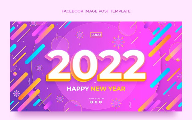 Plantilla de publicación de redes sociales de año nuevo degradado