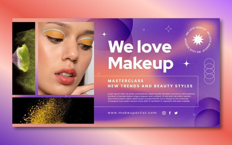 Vector gratuito plantilla de publicación de redes sociales de artista de maquillaje degradado