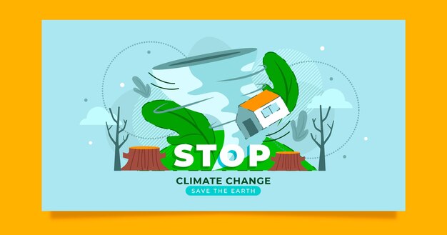 Vector gratuito plantilla de publicación de redes sociales de cambio climático plano dibujado a mano