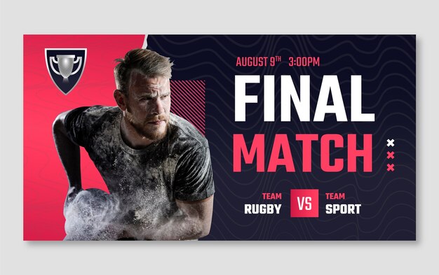 Plantilla de publicación en redes sociales para el campeonato de rugby