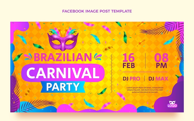 Vector gratuito plantilla de publicación de redes sociales de carnaval degradado