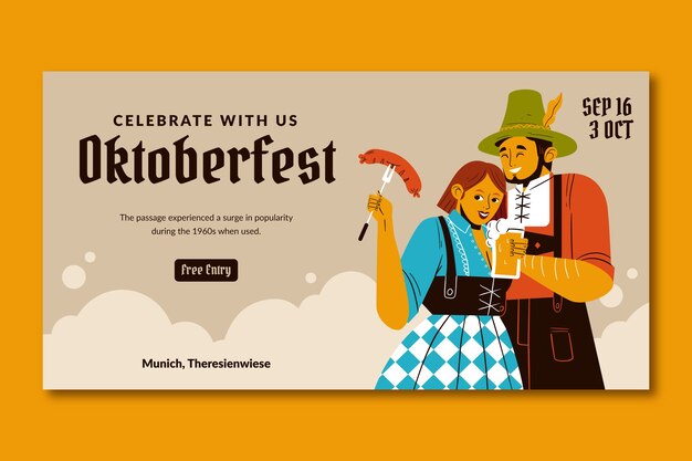 Vector gratuito plantilla de publicación en redes sociales para la celebración del festival de la cerveza oktoberfest