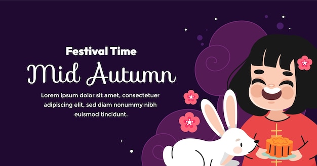 Vector gratuito plantilla de publicación en las redes sociales para la celebración del festival chino de mediados de otoño