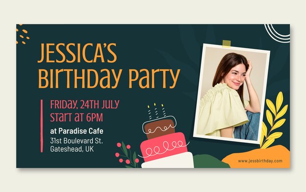 Plantilla de publicación de redes sociales de celebración de fiesta de cumpleaños para niños