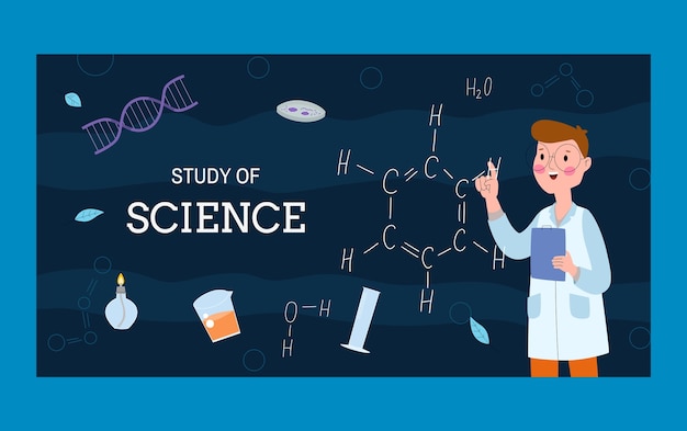 Vector gratuito plantilla de publicación de redes sociales de ciencia plana