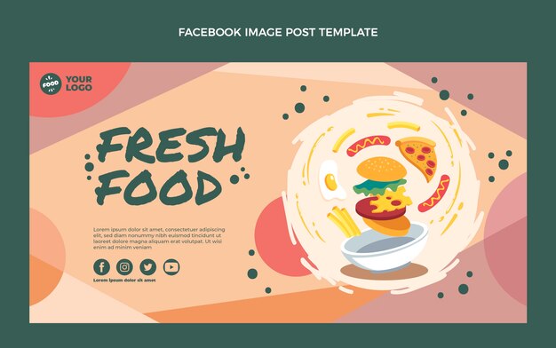 Plantilla de publicación de redes sociales de comida dibujada a mano