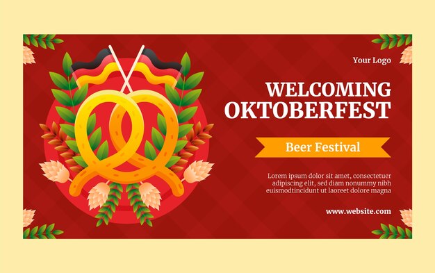 Vector gratuito plantilla de publicación de redes sociales con degradado para el festival de oktoberfest