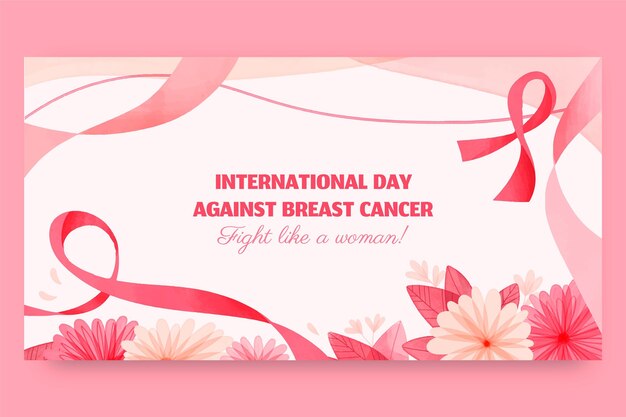 Plantilla de publicación de redes sociales del día internacional de acuarela contra el cáncer de mama