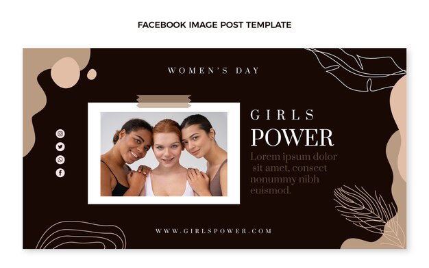 Plantilla de publicación de redes sociales del día internacional de la mujer dibujada a mano