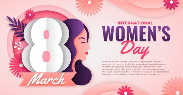 Plantilla de publicación en redes sociales del día internacional de la mujer de estilo papel