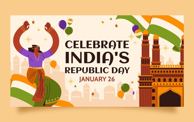 Plantilla de publicación en las redes sociales para el Día de la República de la India