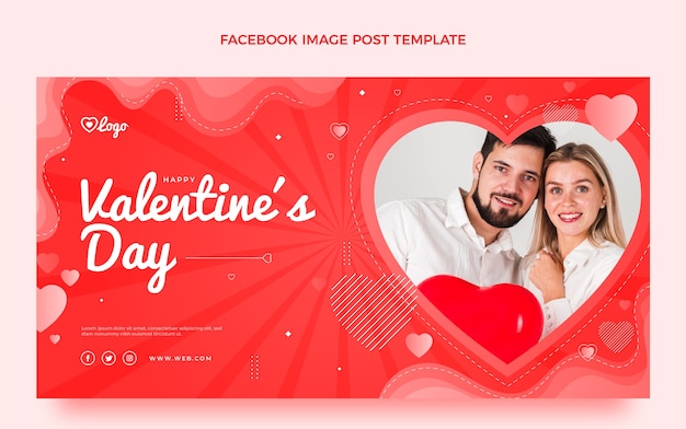 Vector gratuito plantilla de publicación en redes sociales del día de san valentín degradado