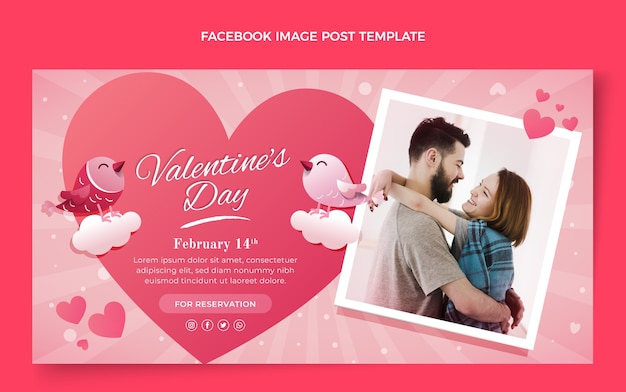 Vector gratuito plantilla de publicación en redes sociales del día de san valentín degradado