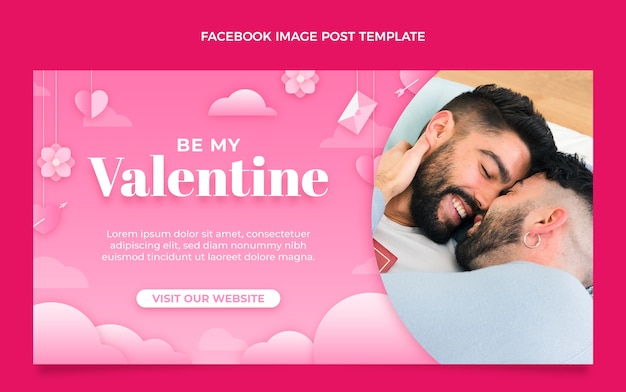 Vector gratuito plantilla de publicación en redes sociales del día de san valentín degradado