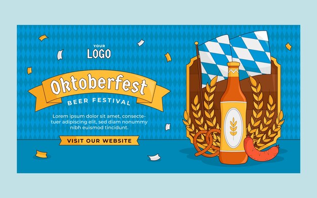 plantilla de publicación de redes sociales dibujada a mano para la celebración del festival de cerveza Oktoberfest