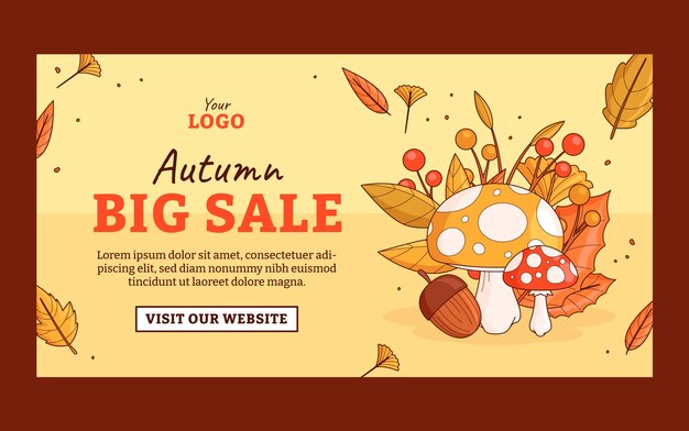 Plantilla de publicación de redes sociales dibujada a mano para la celebración de otoño