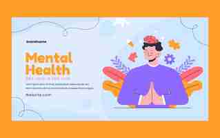 Vector gratuito plantilla de publicación en redes sociales dibujada a mano para el día mundial de la salud mental