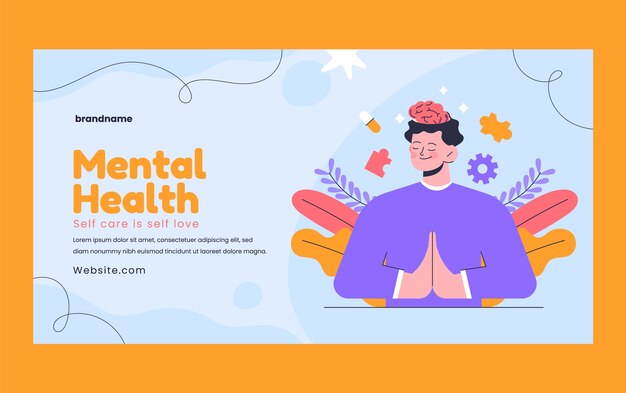 Plantilla de publicación en redes sociales dibujada a mano para el día mundial de la salud mental