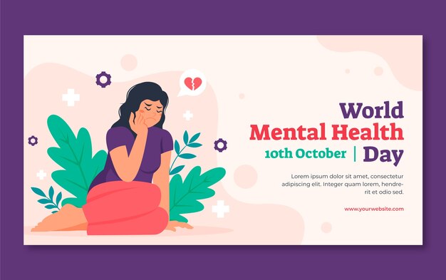 Plantilla de publicación en redes sociales dibujada a mano para el día mundial de la salud mental