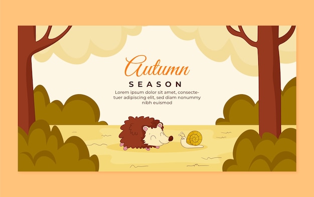 Plantilla de publicación de redes sociales dibujada a mano para la temporada de otoño