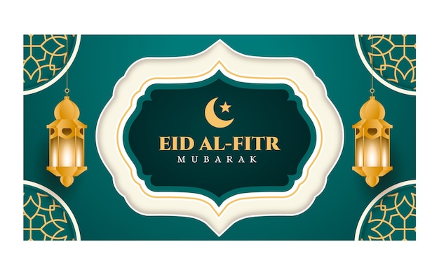 Plantilla de publicación de redes sociales de eid al-fitr degradado