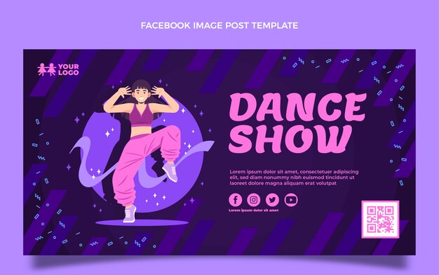 Plantilla de publicación de redes sociales de espectáculo de baile plano