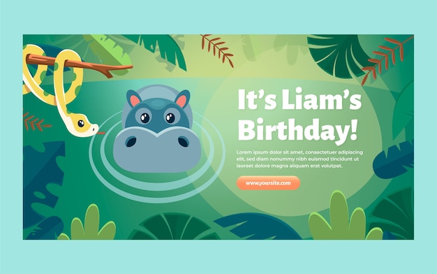 Plantilla de publicación de redes sociales de fiesta de cumpleaños de jungla plana