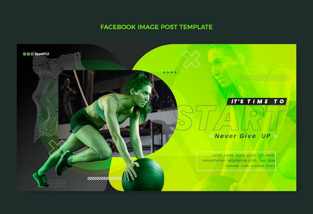 Vector gratuito plantilla de publicación de redes sociales de fitness degradado