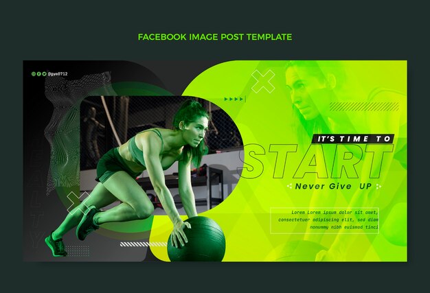 Plantilla de publicación de redes sociales de fitness degradado