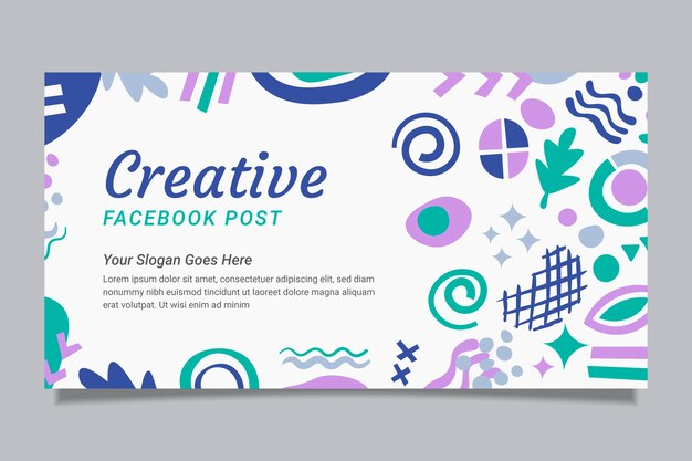 Plantilla de publicación de redes sociales de formas abstractas planas dibujadas a mano