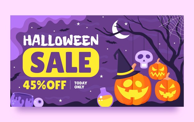 Vector gratuito plantilla de publicación de redes sociales de halloween plana