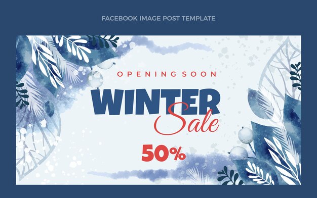 Plantilla de publicación de redes sociales de invierno en acuarela