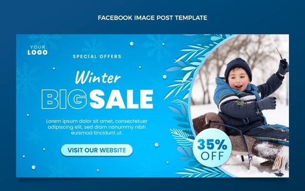 Plantilla de publicación de redes sociales de invierno degradado