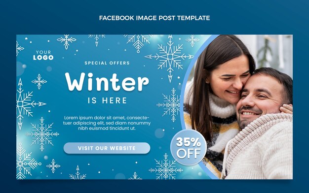 Plantilla de publicación de redes sociales de invierno degradado