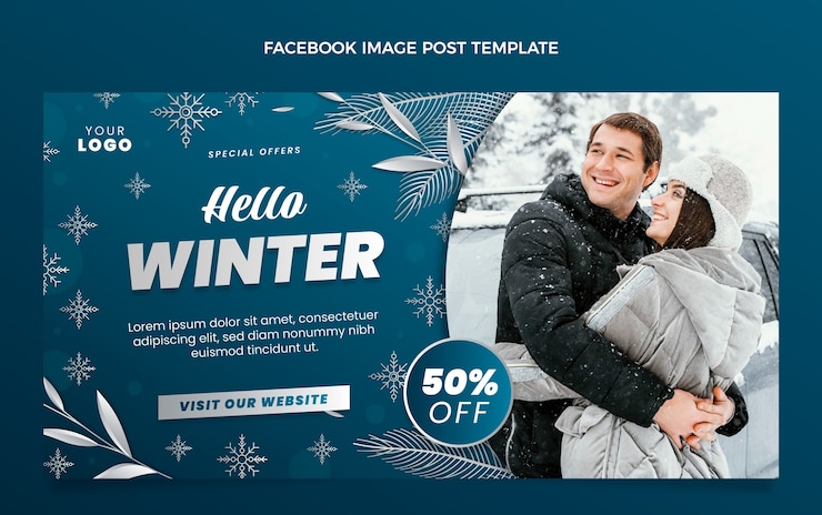 Vector gratuito plantilla de publicación de redes sociales de invierno degradado