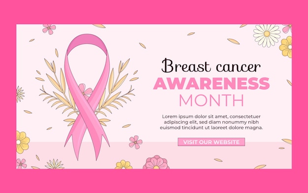 Vector gratuito plantilla de publicación de redes sociales del mes de concientización sobre el cáncer de mama