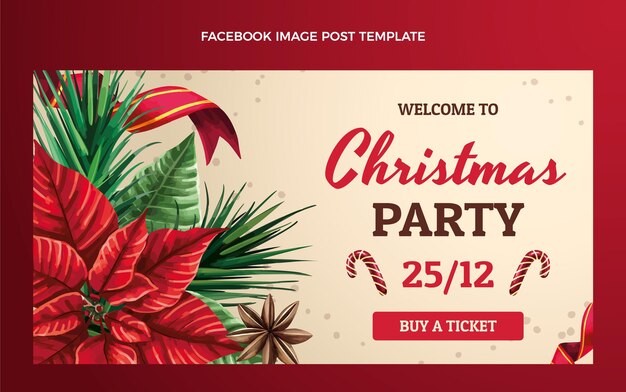 Plantilla de publicación de redes sociales de navidad en acuarela