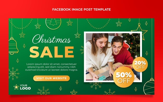 Plantilla de publicación de redes sociales de navidad con degradado