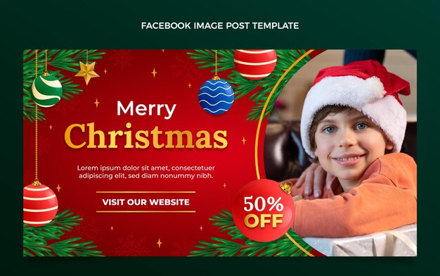 Plantilla de publicación de redes sociales de navidad con degradado
