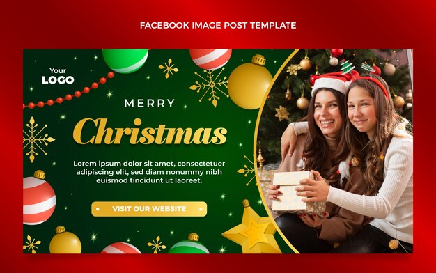 Plantilla de publicación de redes sociales de navidad con degradado